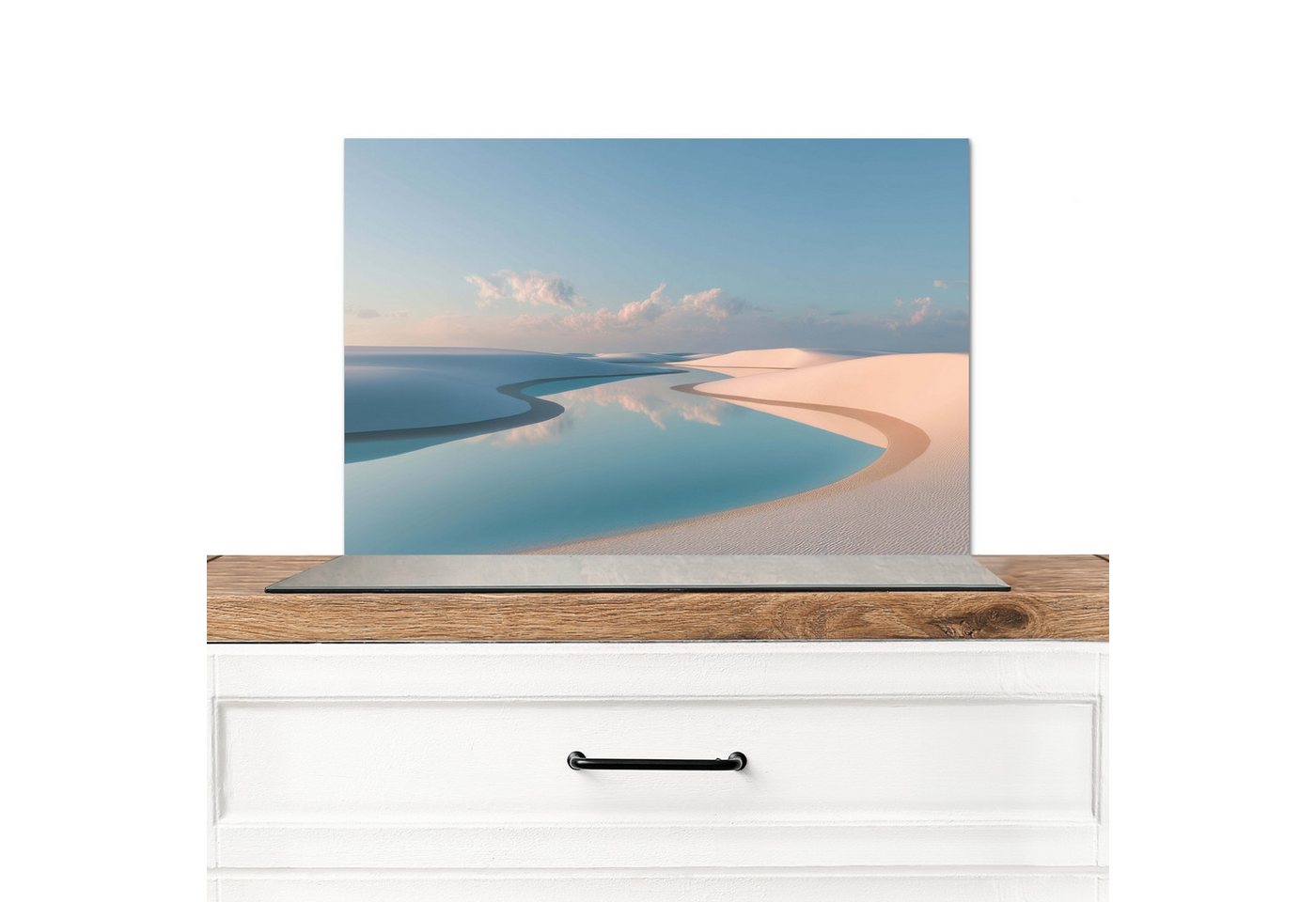 MuchoWow Küchenrückwand Dünen - Teich - Unendliche Stille, (1-tlg), Spritzschutz Küche, Küchendeko, 60x40 cm von MuchoWow