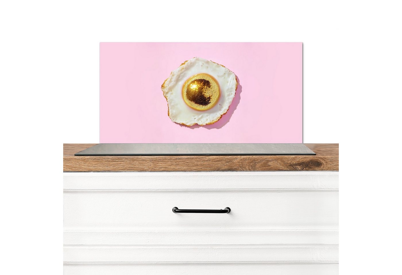 MuchoWow Küchenrückwand Ei - Disco - Frühstück - Glitzer, (1-tlg), Spritzschutz Küchenrückwand, Wandschutz, 60x30 cm von MuchoWow