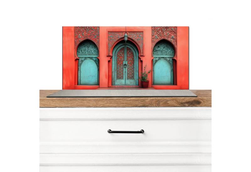MuchoWow Küchenrückwand Laterne - Tür - Türkis, (1-tlg), Spritzschutz Küchenrückwand, Wandschutz, 60x30 cm von MuchoWow