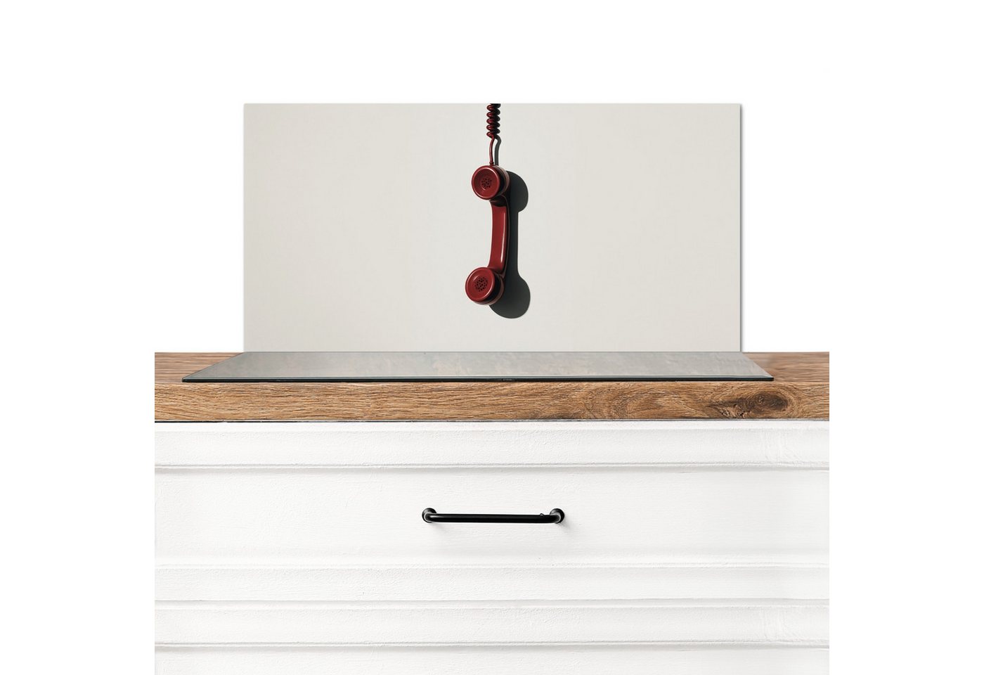 MuchoWow Küchenrückwand Telefon - Kabel - Rot - Minimalistisch, (1-tlg), Spritzschutz Küche, Küchendeko, 60x40 cm von MuchoWow
