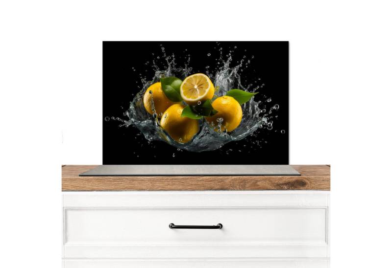 MuchoWow Küchenrückwand Zitrone - Obst - Gelb - Schwarz, (1-tlg), Spritzschutz Küche, Küchendeko, 60x40 cm von MuchoWow
