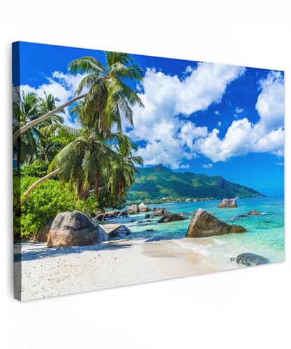 MuchoWow Leinwand Bilder, Einzigartige Wanddeko mit Rahmen, Strand - Meer - Tropisch, Wandbilder Wohnzimmer, Deko Schlafzimmer 150x100 cm von MuchoWow