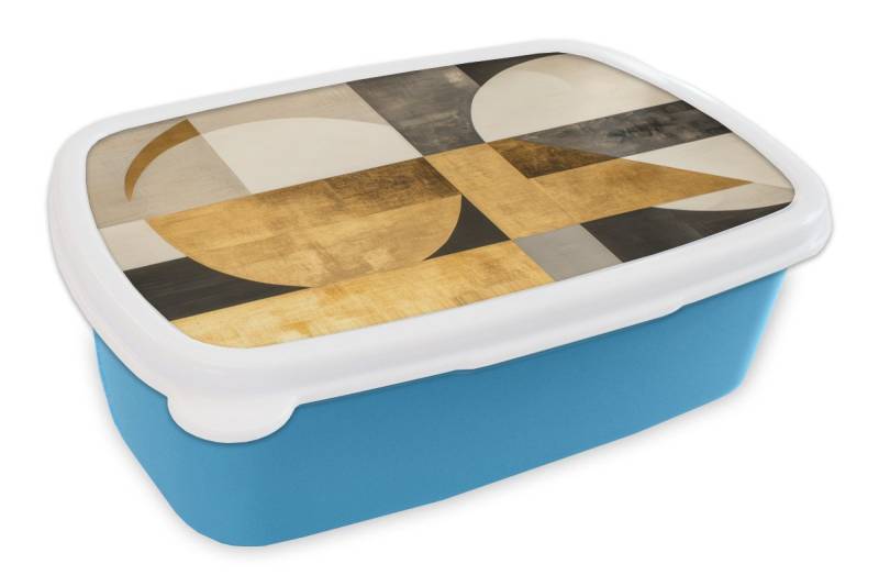 MuchoWow Lunchbox Abstrakt - Gold - Grau - Formen - Geometrisch, Kunststoff, (2-tlg), Brotdose, Lunchbox, Brotbox für Kinder und Erwachsene von MuchoWow