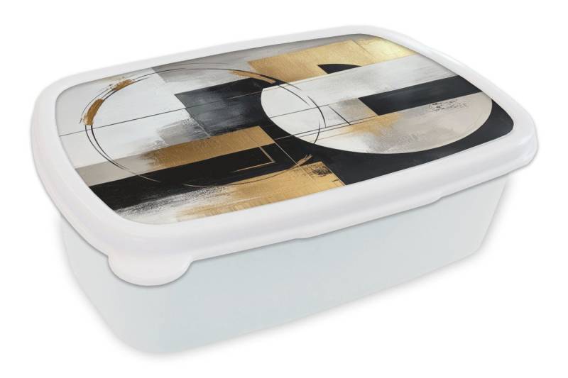 MuchoWow Lunchbox Abstrakt - Gold - Silber - Formen - Ästhetik, Kunststoff, (2-tlg), Brotdose Schule oder Arbeit, Brotbox für Kinder und Erwachsene von MuchoWow