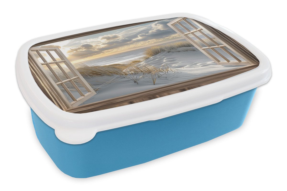 MuchoWow Lunchbox Ausblick - Strand - Dünen - Meer - Natur, Kunststoff, (2-tlg), Brotdose, Lunchbox, Brotbox für Kinder und Erwachsene von MuchoWow
