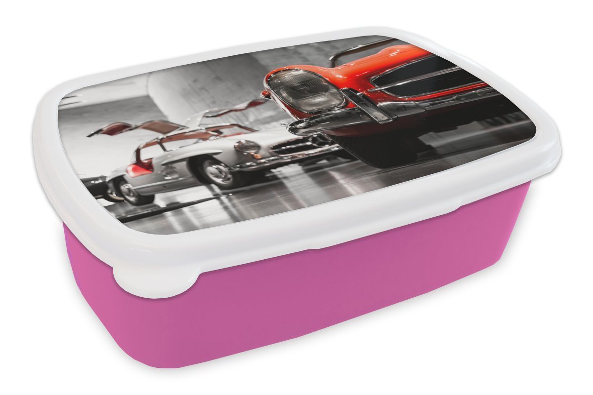 MuchoWow Lunchbox Auto - Mercedes - Garage, Kunststoff, (2-tlg), Brotbox für Erwachsene, Brotdose Kinder, Snackbox, Mädchen, Kunststoff von MuchoWow