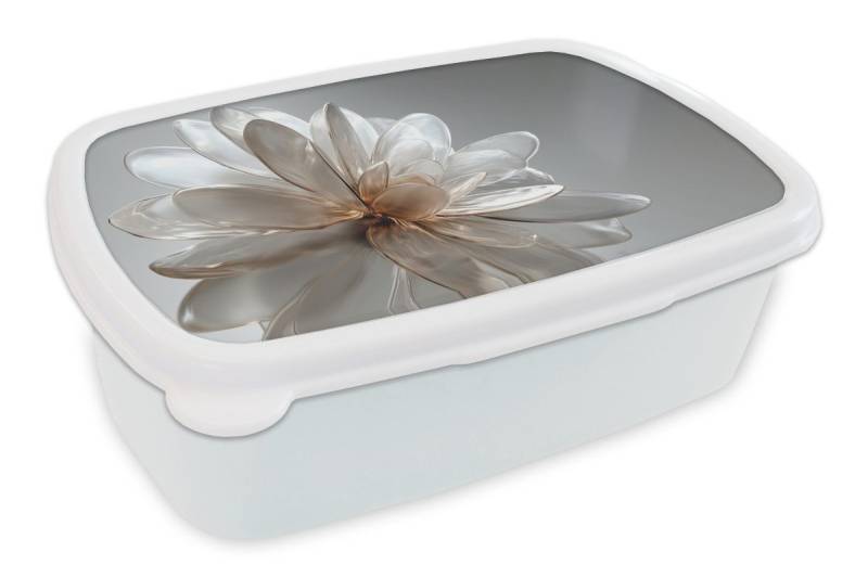 MuchoWow Lunchbox Blume - Weiß - Neutral, Kunststoff, (2-tlg), Brotdose Schule oder Arbeit, Brotbox für Kinder und Erwachsene von MuchoWow