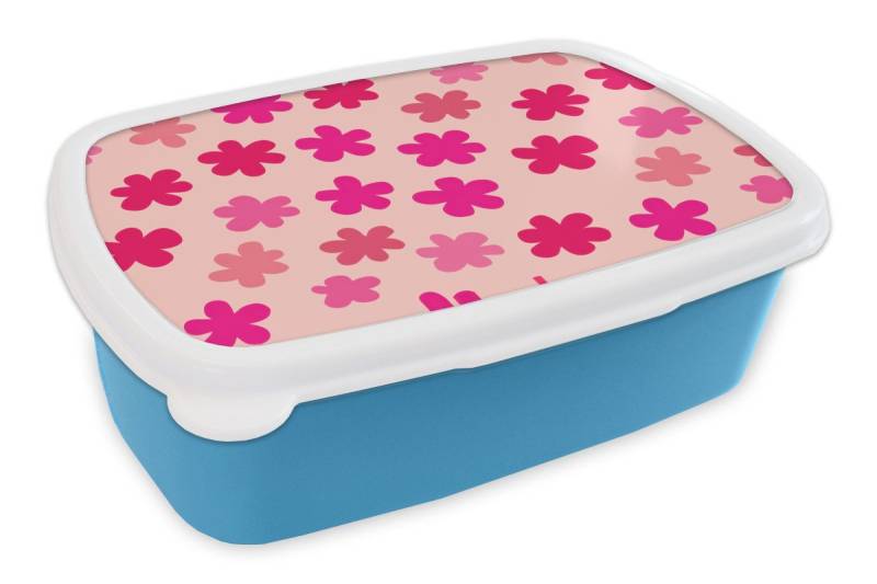 MuchoWow Lunchbox Blumen - Muster - Rosa, Kunststoff, (2-tlg), Brotdose, Lunchbox, Brotbox für Kinder und Erwachsene von MuchoWow