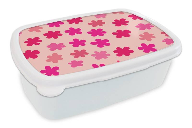 MuchoWow Lunchbox Blumen - Muster - Rosa, Kunststoff, (2-tlg), Brotdose Schule oder Arbeit, Brotbox für Kinder und Erwachsene von MuchoWow