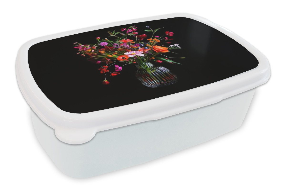 MuchoWow Lunchbox Blumenstrauß - Feldblumen - Vase, Kunststoff, (2-tlg), Brotdose Schule oder Arbeit, Brotbox für Kinder und Erwachsene von MuchoWow