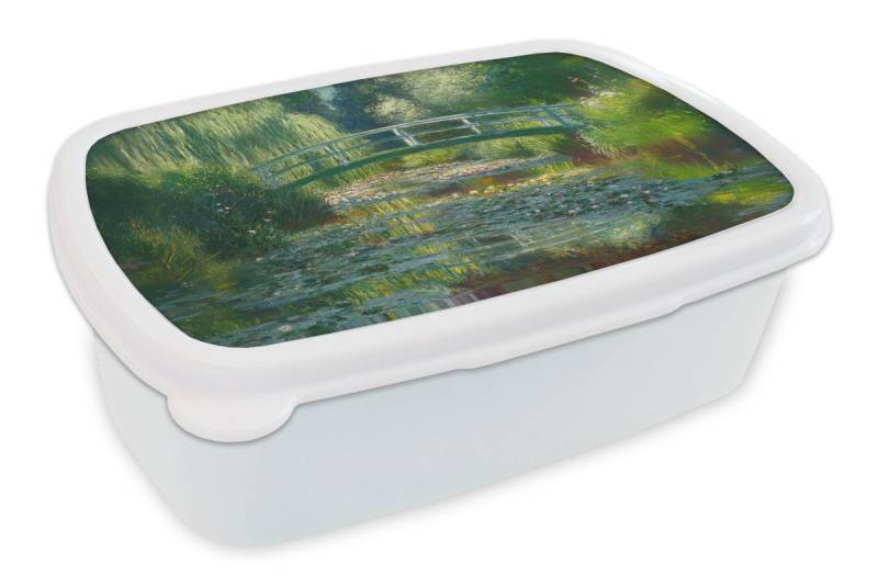 MuchoWow Lunchbox Brücke - Holz - Teich - Seerosen, Kunststoff, (2-tlg), Brotdose Schule oder Arbeit, Brotbox für Kinder und Erwachsene von MuchoWow