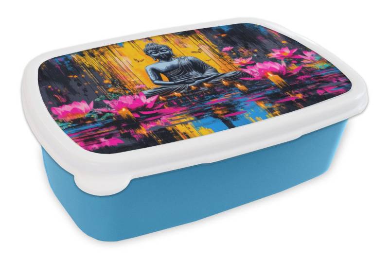 MuchoWow Lunchbox Buddha - Blumen - Kerzen - Gelb, Kunststoff, (2-tlg), Brotdose, Lunchbox, Brotbox für Kinder und Erwachsene von MuchoWow