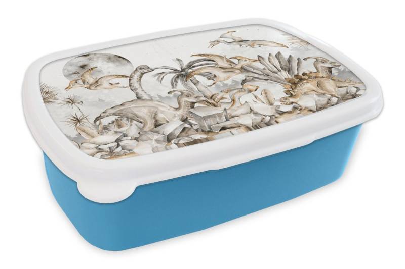MuchoWow Lunchbox Dino - Dschungel - Natur - Tiere - Kinder - Kinder, Kunststoff, (2-tlg), Brotdose, Lunchbox, Brotbox für Kinder und Erwachsene von MuchoWow