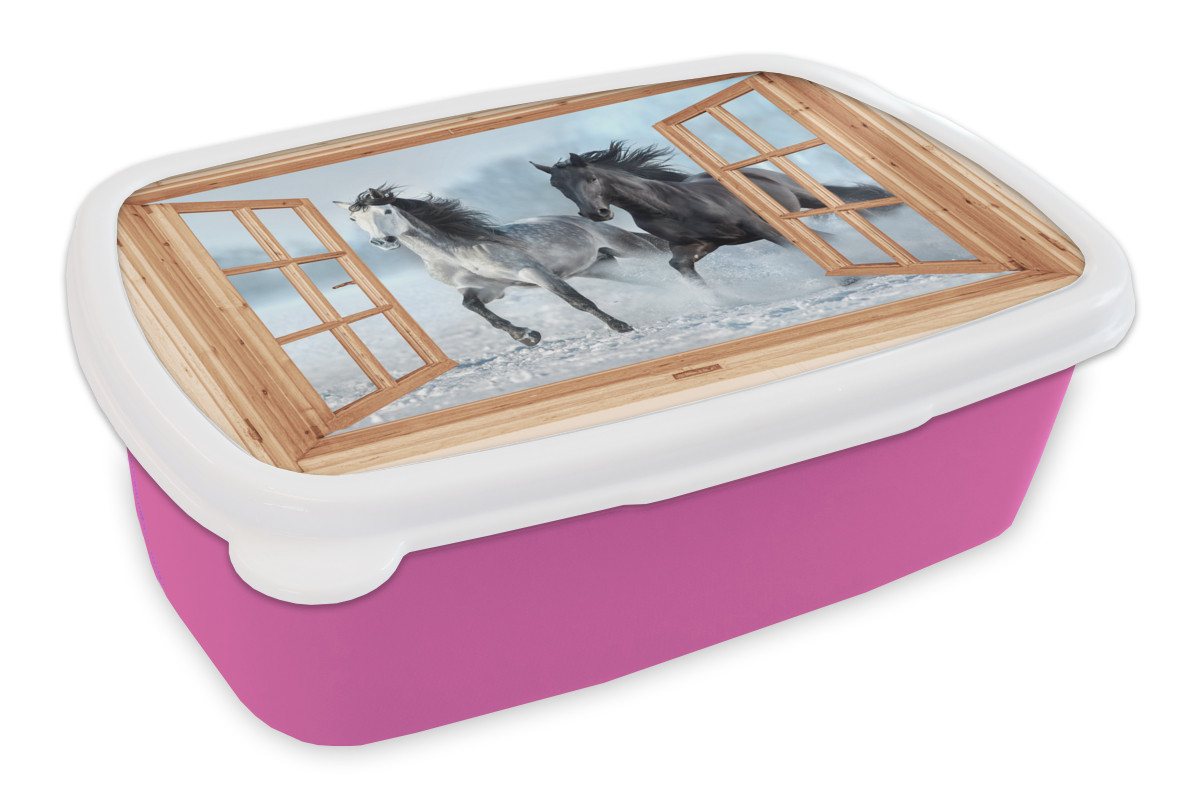 MuchoWow Lunchbox Durchsichtig - Pferde - Winter - Tiere - Natur - Holz, Kunststoff, (2-tlg), Brotdosen, Lunch Box, Brotbox für Kinder und Erwachsene MuchoWow Lunchbox Durchsichtig - Pferde - Winter - Tiere - Natur - Holz, Kunststoff, (2-tlg), Brotdosen, Lunch Box, Brotbox für Kinder und Erwachsene von MuchoWow