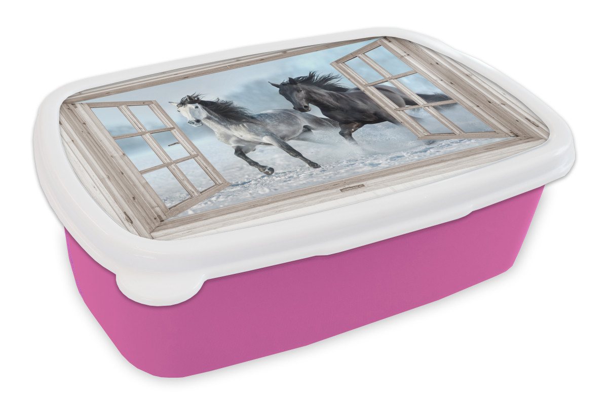 MuchoWow Lunchbox Durchsichtig - Pferde - Winter - Tiere - Natur - Weiß, Kunststoff, (2-tlg), Brotdosen, Lunch Box, Brotbox für Kinder und Erwachsene MuchoWow Lunchbox Durchsichtig - Pferde - Winter - Tiere - Natur - Weiß, Kunststoff, (2-tlg), Brotdosen, Lunch Box, Brotbox für Kinder und Erwachsene von MuchoWow