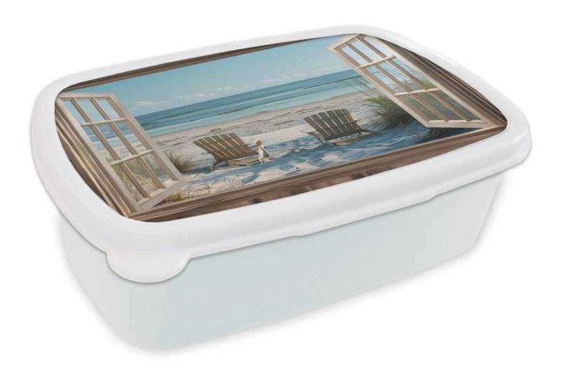 MuchoWow Lunchbox Durchsichtig - Strandkörbe - Dünen - Meer - Natur, Kunststoff, (2-tlg), Brotdose Schule oder Arbeit, Brotbox für Kinder und Erwachsene von MuchoWow