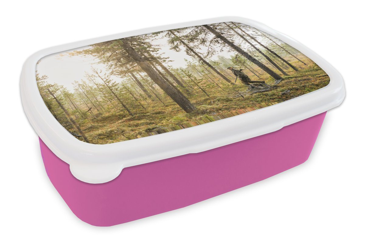 MuchoWow Lunchbox Ein Mann ist auf der Jagd im Wald, Kunststoff, (2-tlg), Brotbox für Erwachsene, Brotdose Kinder, Snackbox, Mädchen, Kunststoff von MuchoWow