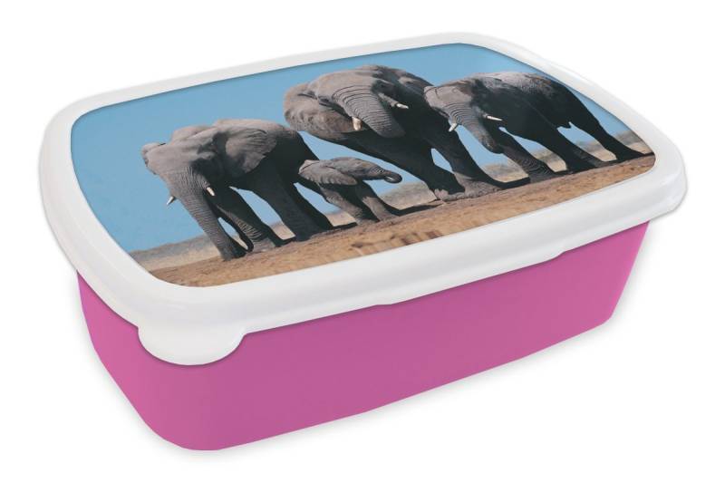 MuchoWow Lunchbox Elefant - Prärie - Tiere - Natur, Kunststoff, (2-tlg), Brotdosen, Lunch Box, Brotbox für Kinder und Erwachsene von MuchoWow