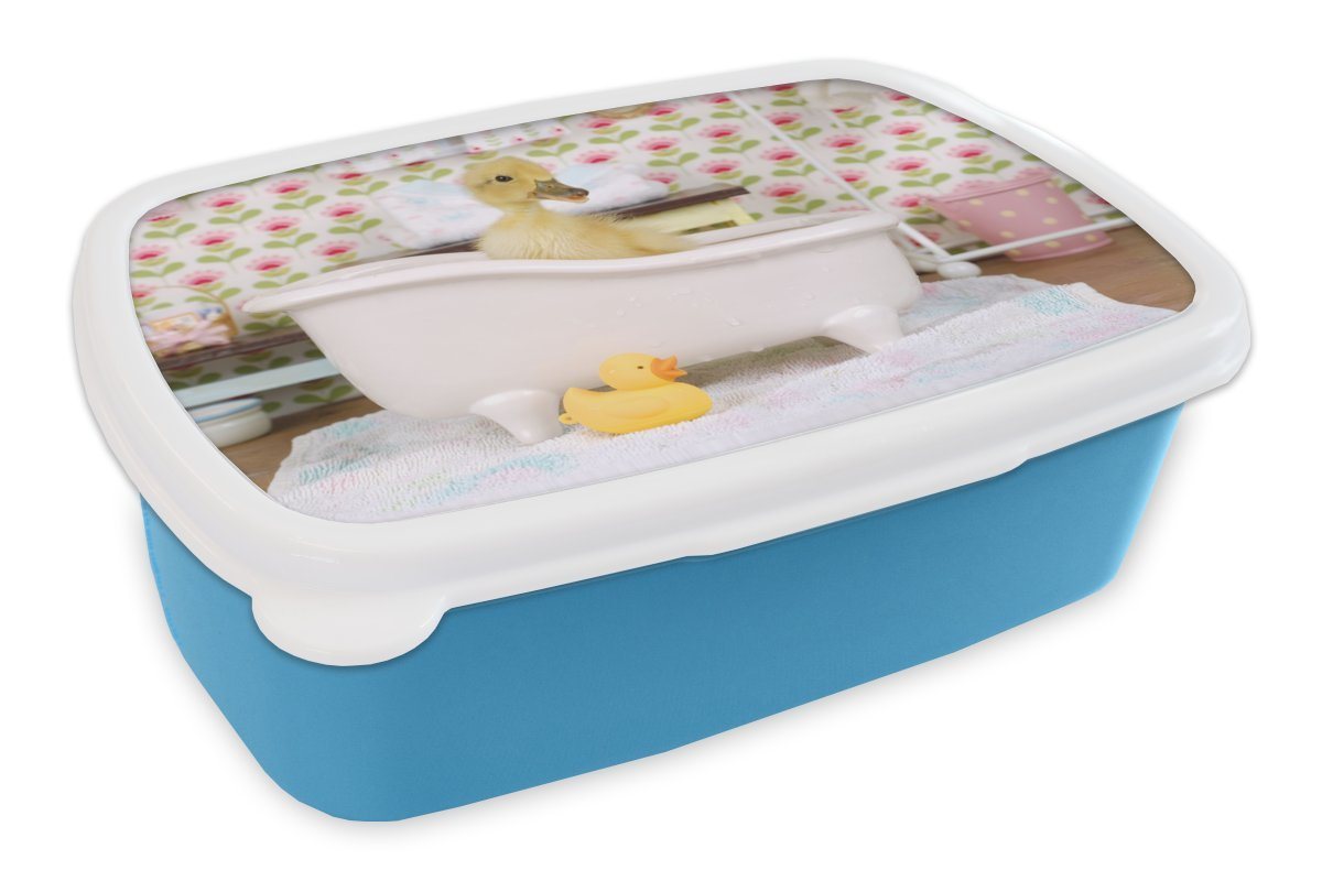 MuchoWow Lunchbox Ente - Bad - Gummi-Ente, Kunststoff, (2-tlg), Brotdose für kindergarten, Vesperbox, Snackbox, Brotbox, Jungen von MuchoWow