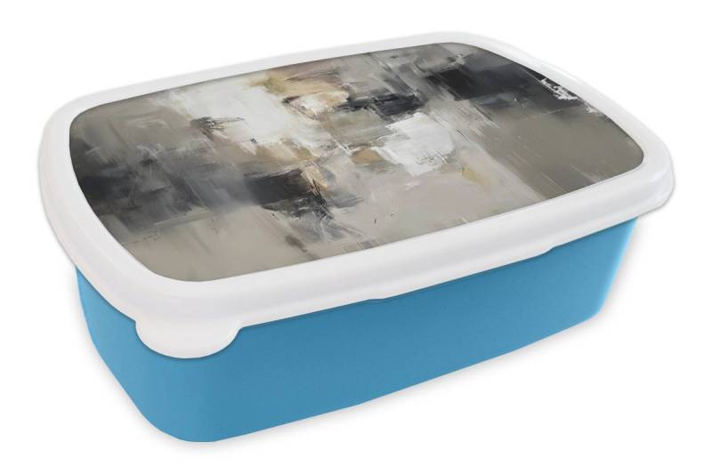 MuchoWow Lunchbox Farbpalette - Pinselstriche - Beige - Neblig, Kunststoff, (2-tlg), Brotdose, Lunchbox, Brotbox für Kinder und Erwachsene von MuchoWow