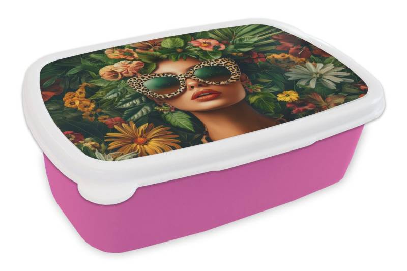 MuchoWow Lunchbox Frau - Pantherdruck - Dschungel - Natur - Luxus, Kunststoff, (2-tlg), Brotdosen, Lunch Box, Brotbox für Kinder und Erwachsene von MuchoWow