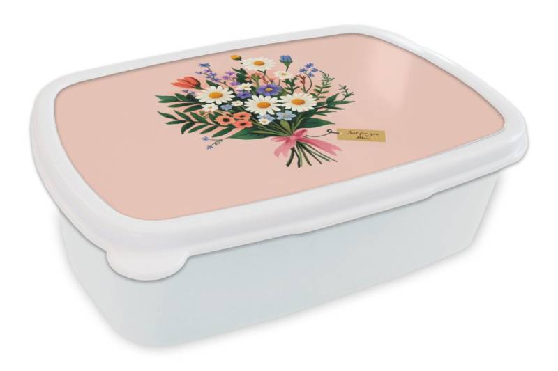 MuchoWow Lunchbox Gänseblümchen - Strauß - Schleife - Rosa, Kunststoff, (2-tlg), Brotdose Schule oder Arbeit, Brotbox für Kinder und Erwachsene von MuchoWow