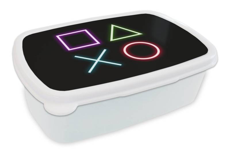 MuchoWow Lunchbox Gaming - Neon - Konsole - Schwarz - Controller - Gaming, Kunststoff, (2-tlg), Brotdose Schule oder Arbeit, Brotbox für Kinder und Erwachsene von MuchoWow