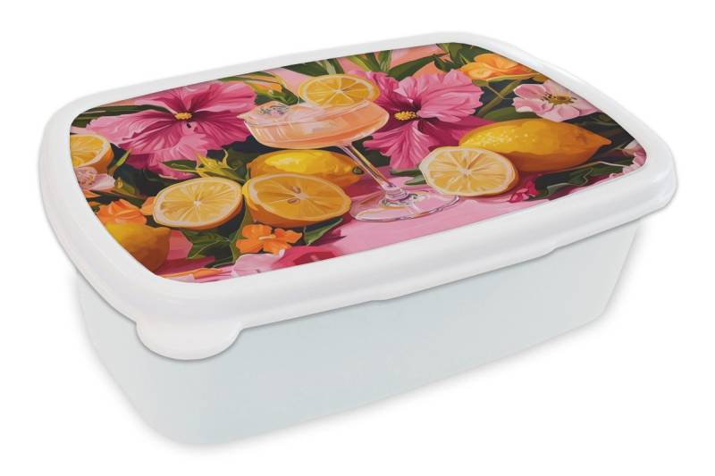 MuchoWow Lunchbox Getränk - Blumen - Gelb, Kunststoff, (2-tlg), Brotdose Schule oder Arbeit, Brotbox für Kinder und Erwachsene von MuchoWow