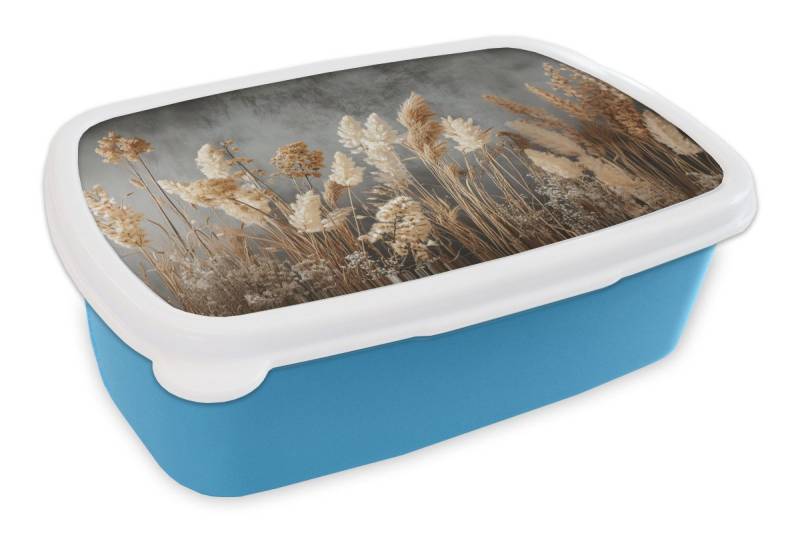 MuchoWow Lunchbox Getrocknete Feldblumen - Grau - Beton, Kunststoff, (2-tlg), Brotdose, Lunchbox, Brotbox für Kinder und Erwachsene von MuchoWow