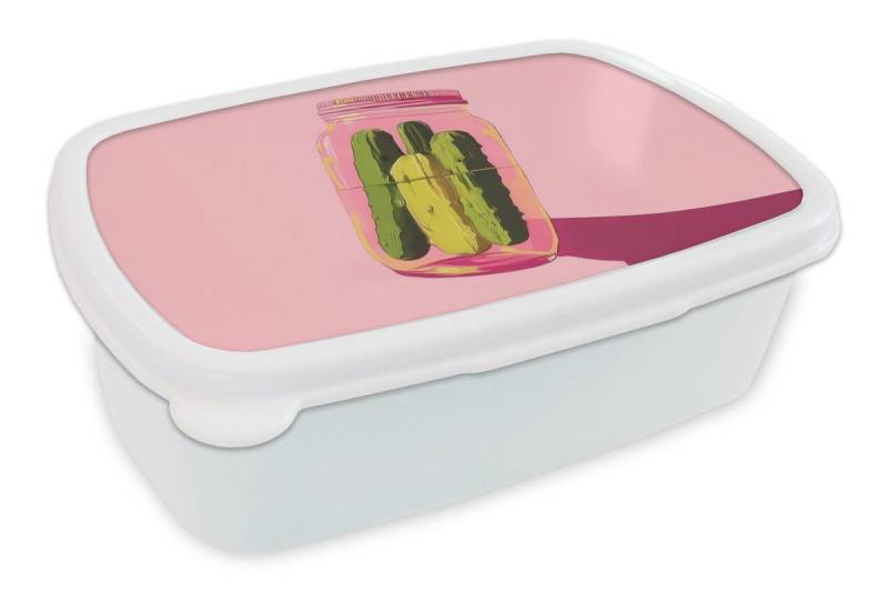 MuchoWow Lunchbox Gewürzgurken - Topf - Farbton - Rosa, Kunststoff, (2-tlg), Brotdose Schule oder Arbeit, Brotbox für Kinder und Erwachsene von MuchoWow
