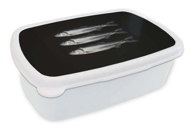 MuchoWow Lunchbox Hering - Fisch - Schwarz, Kunststoff, (2-tlg), Brotdose Schule oder Arbeit, Brotbox für Kinder und Erwachsene von MuchoWow