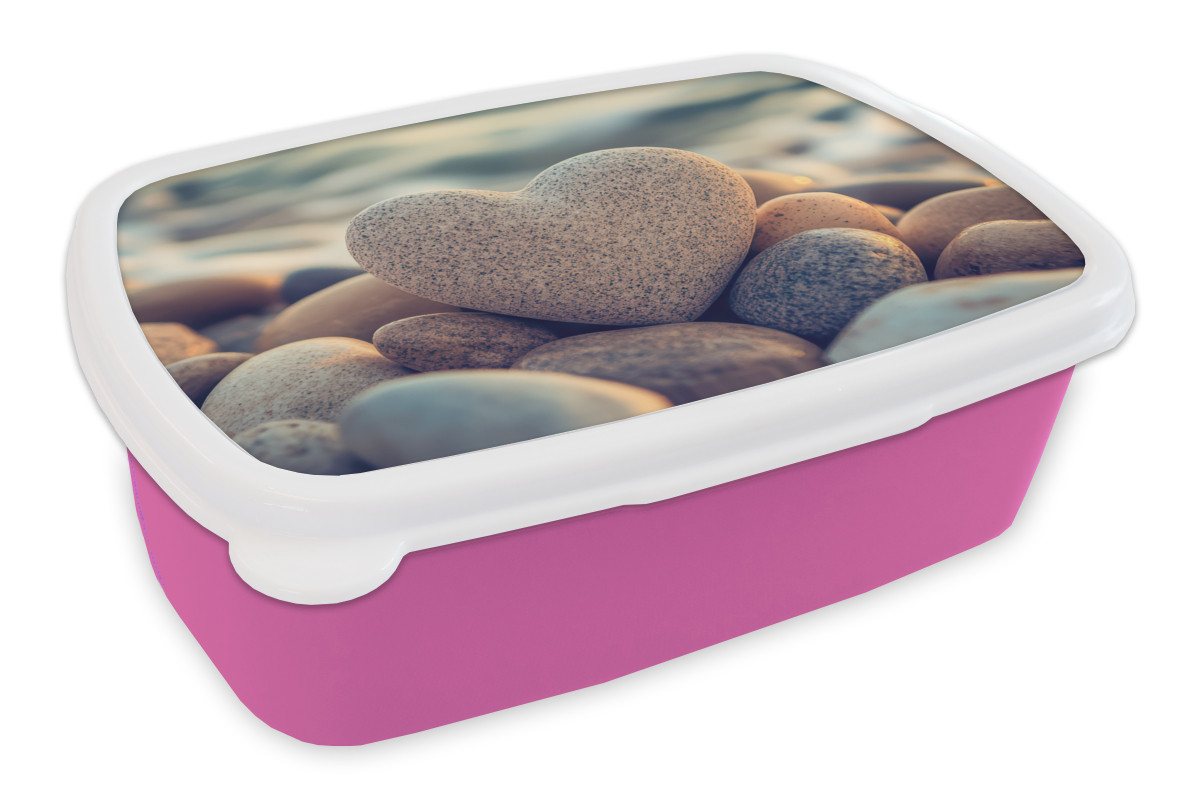 MuchoWow Lunchbox Herz - Steine - Natur - Kieselsteine - Zen - Kieselsteine, Kunststoff, (2-tlg), Brotdosen, Lunch Box, Brotbox für Kinder und Erwachsene MuchoWow Lunchbox Herz - Steine - Natur - Kieselsteine - Zen - Kieselsteine, Kunststoff, (2-tlg), Brotdosen, Lunch Box, Brotbox für Kinder und Erwachsene von MuchoWow
