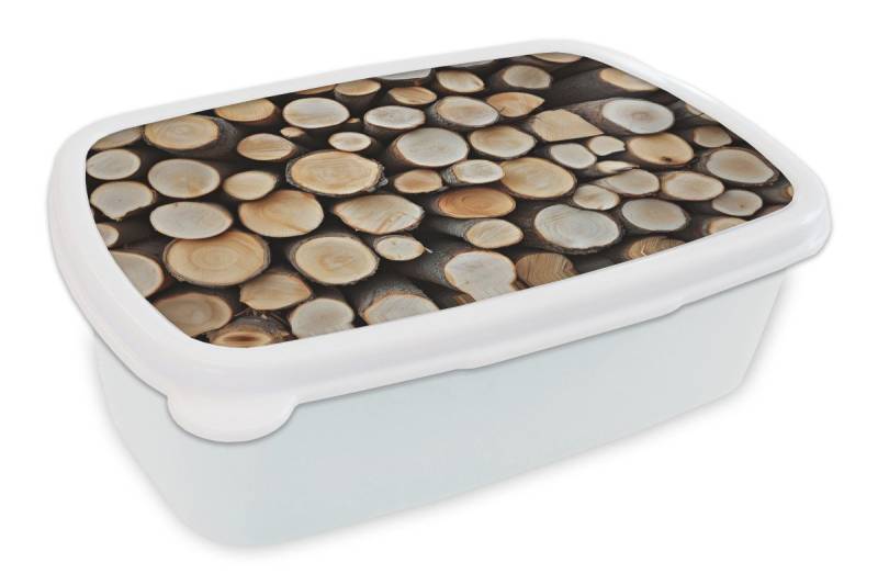 MuchoWow Lunchbox Holz - Baumstämme - Textur, Kunststoff, (2-tlg), Brotdose Schule oder Arbeit, Brotbox für Kinder und Erwachsene von MuchoWow