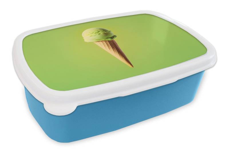 MuchoWow Lunchbox Horn - Schaufel Eiscreme - Grün, Kunststoff, (2-tlg), Brotdose, Lunchbox, Brotbox für Kinder und Erwachsene von MuchoWow