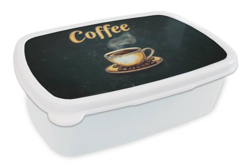 MuchoWow Lunchbox Kaffee - Schale - Kaffeebohnen - Retro, Kunststoff, (2-tlg), Brotdose Schule oder Arbeit, Brotbox für Kinder und Erwachsene von MuchoWow
