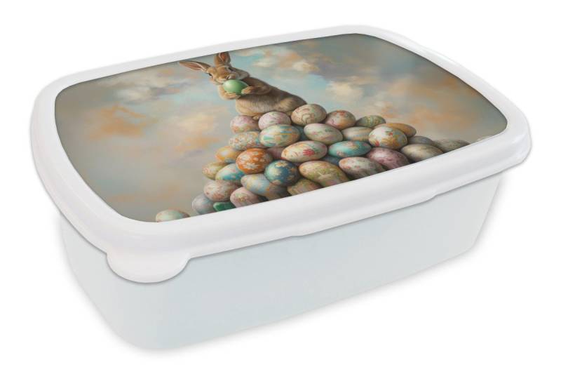 MuchoWow Lunchbox Kaninchen - Eier - Farbenfroh, Kunststoff, (2-tlg), Brotdose Schule oder Arbeit, Brotbox für Kinder und Erwachsene von MuchoWow