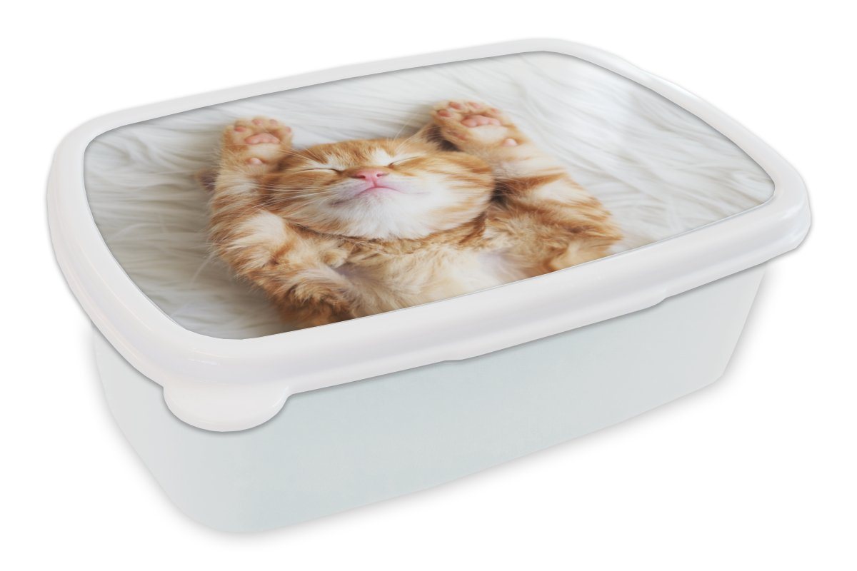 MuchoWow Lunchbox Katze - Rot - Haustiere - Kätzchen, Kunststoff, (2-tlg), Brotbox für Kinder und Erwachsene, Brotdose, für Jungs und Mädchen von MuchoWow