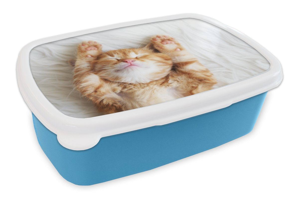 MuchoWow Lunchbox Katze - Rot - Haustiere - Kätzchen, Kunststoff, (2-tlg), Brotdose für kindergarten, Vesperbox, Snackbox, Brotbox, Jungen von MuchoWow