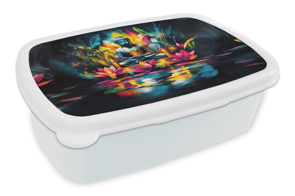 MuchoWow Lunchbox Kerzen - Blumen - Buddha - Wasser, Kunststoff, (2-tlg), Brotdose Schule oder Arbeit, Brotbox für Kinder und Erwachsene von MuchoWow