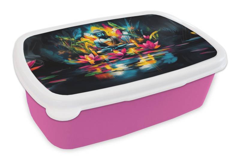 MuchoWow Lunchbox Kerzen - Blumen - Buddha - Wasser, Kunststoff, (2-tlg), Brotdosen, Lunch Box, Brotbox für Kinder und Erwachsene von MuchoWow