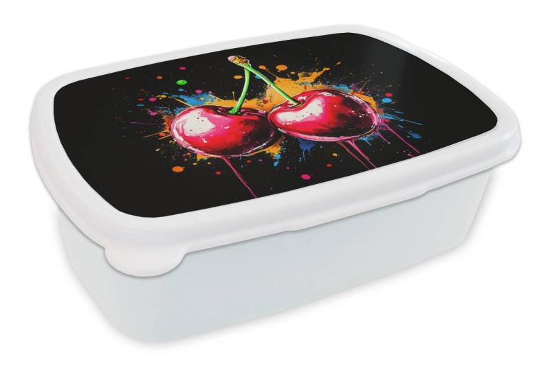 MuchoWow Lunchbox Kirschen - Obst - Graffiti - Farbe - Abstrakt - Modern - Farbenfroh, Kunststoff, (2-tlg), Brotdose Schule oder Arbeit, Brotbox für Kinder und Erwachsene von MuchoWow