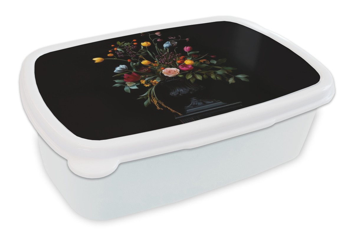 MuchoWow Lunchbox Klassisch - Vase - Blumenstrauß - Blumen, Kunststoff, (2-tlg), Brotdose Schule oder Arbeit, Brotbox für Kinder und Erwachsene von MuchoWow