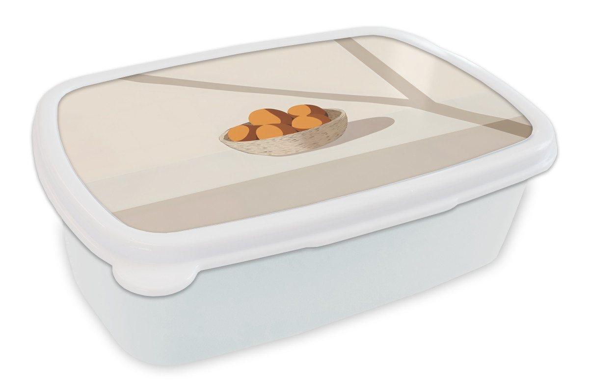 MuchoWow Lunchbox Korb - Obst - Minimalistisch - Orange, Kunststoff, (2-tlg), Brotdose Schule oder Arbeit, Brotbox für Kinder und Erwachsene von MuchoWow