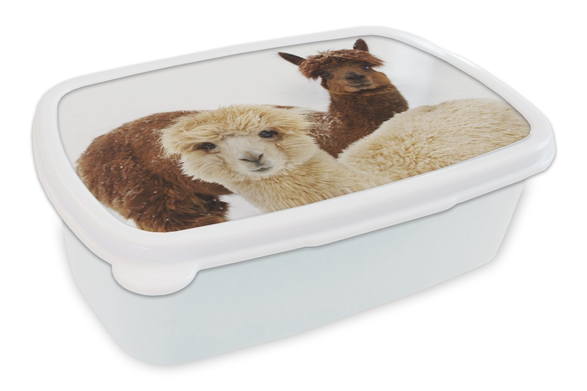 MuchoWow Lunchbox Lama - Tier - Mantel, Kunststoff, (2-tlg), Brotbox für Kinder und Erwachsene, Brotdose, für Jungs und Mädchen von MuchoWow