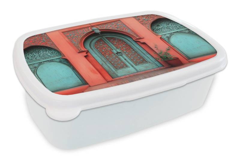 MuchoWow Lunchbox Laterne - Tür - Türkis, Kunststoff, (2-tlg), Brotdose Schule oder Arbeit, Brotbox für Kinder und Erwachsene von MuchoWow