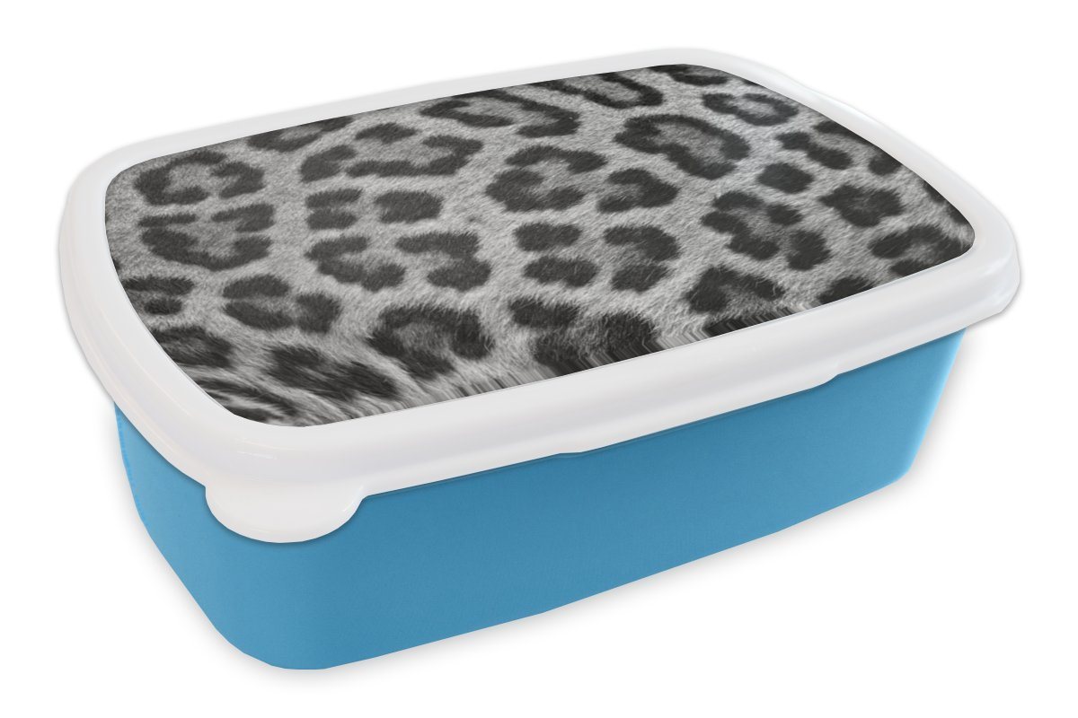 MuchoWow Lunchbox Leopardenmuster - schwarz und weiß, Kunststoff, (2-tlg), Brotdose für kindergarten, Vesperbox, Snackbox, Brotbox, Jungen von MuchoWow