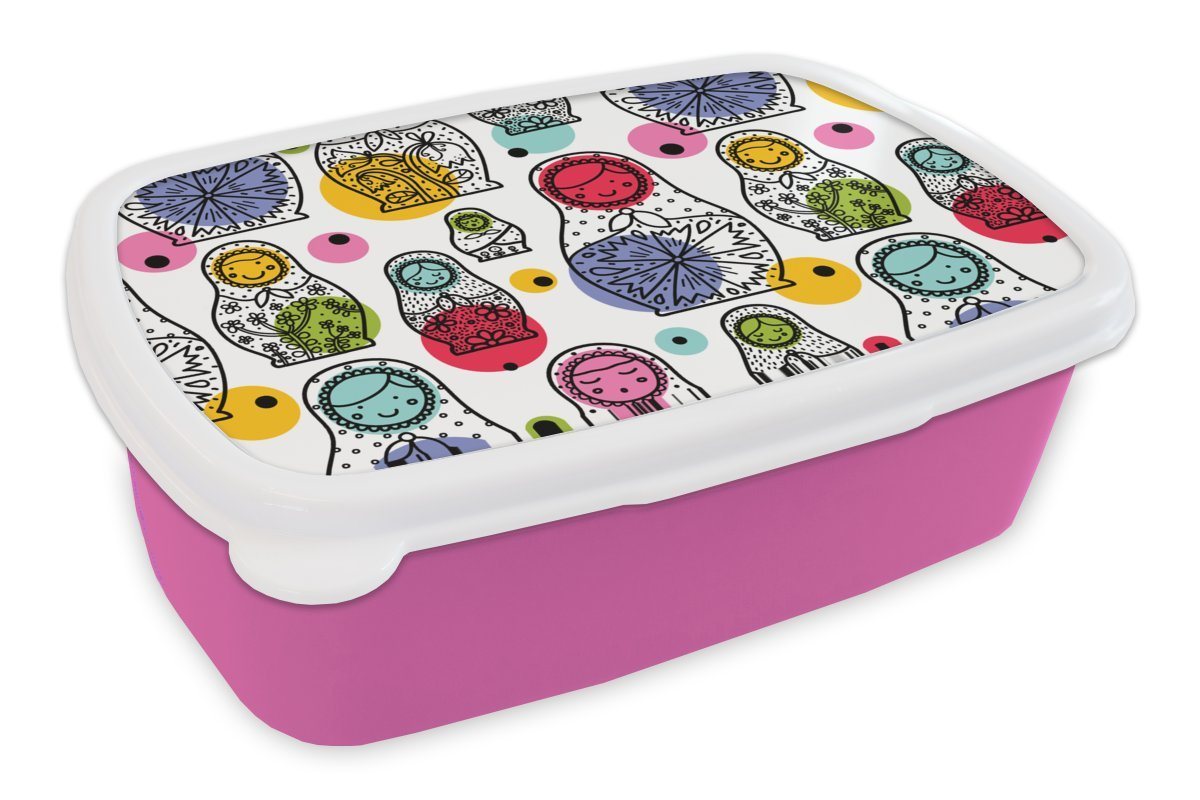 MuchoWow Lunchbox Matroschka - Schnittmuster - Baby, Kunststoff, (2-tlg), Brotbox für Erwachsene, Brotdose Kinder, Snackbox, Mädchen, Kunststoff von MuchoWow