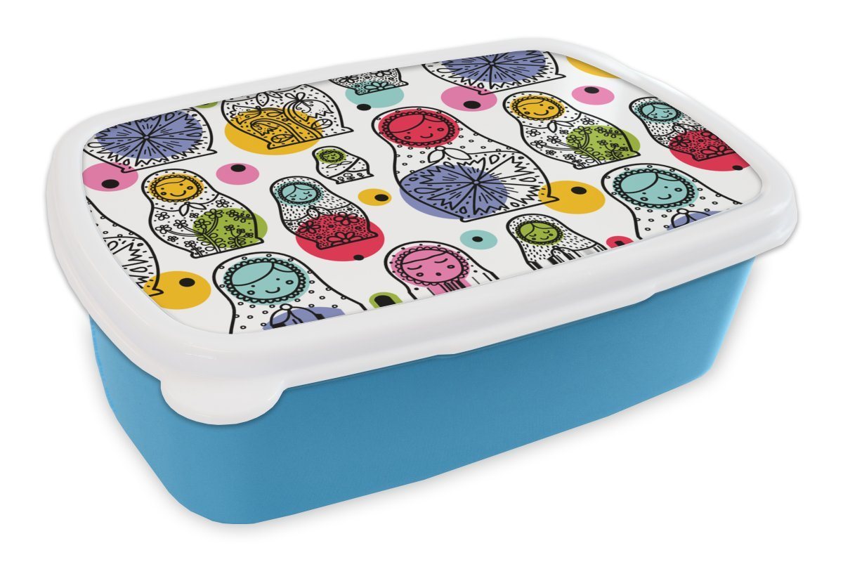 MuchoWow Lunchbox Matroschka - Schnittmuster - Baby, Kunststoff, (2-tlg), Brotdose für kindergarten, Vesperbox, Snackbox, Brotbox, Jungen von MuchoWow