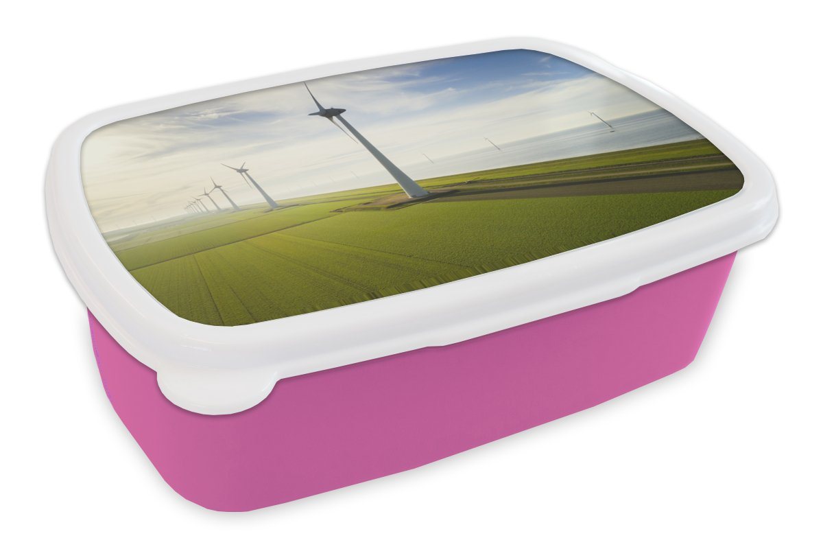 MuchoWow Lunchbox Meer - Windmühle - Niederlande, Kunststoff, (2-tlg), Brotbox für Erwachsene, Brotdose Kinder, Snackbox, Mädchen, Kunststoff von MuchoWow