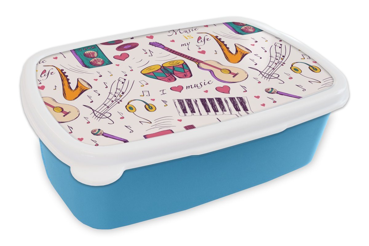 MuchoWow Lunchbox Musik - Instrumente - Zitate, Kunststoff, (2-tlg), Brotdose für kindergarten, Vesperbox, Snackbox, Brotbox, Jungen von MuchoWow